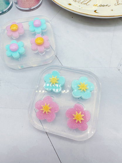 Mini Organic Shaped Cherry Blossom Flower Stud Earring Mold