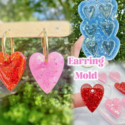 2.5 cm Small Pre Domed Pointy Heart Dangle Earring Mold