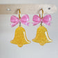 New Size Predomed Small Jingle Bell with Ribbon Bow Dangle Earring Mold