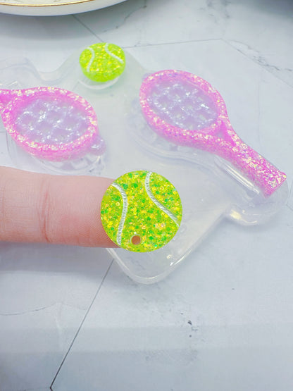 Tennis Ball and Racket Earring Mold Silicone Mold for Resin Earrings