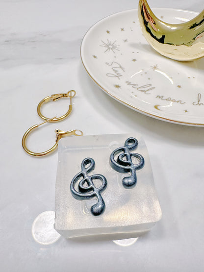 2cm 3D Music Treble Clef Dangle Earring Mold