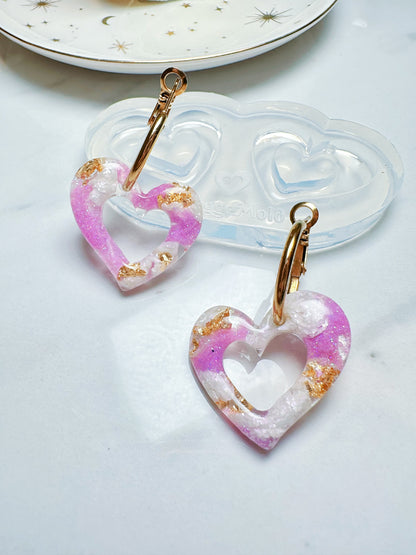 Predomed Asymmetric Open Heart Dangly Charm Hoop Earring Mold