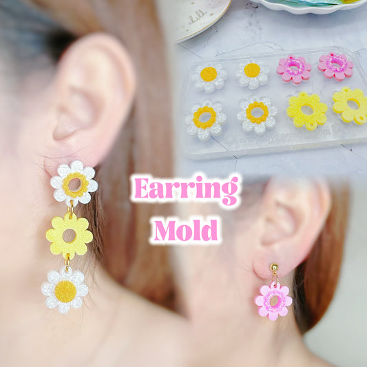 Flower Power layered Daisy Flower Dangle Drop Earring Mold