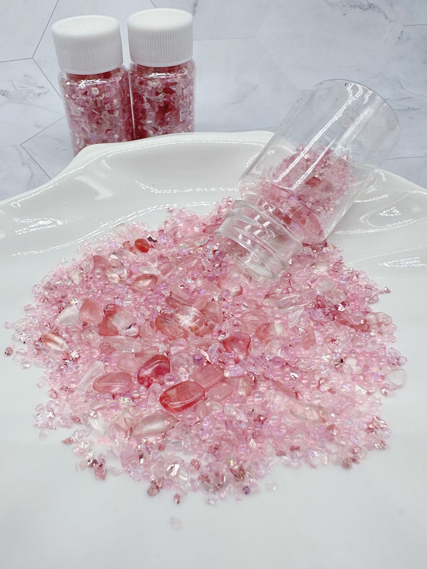 Rose Crushed Glass & Glass Bead Mix