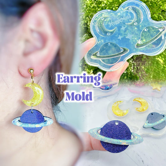 Saturn Planet and Moon Dangle Earring Mold Spaceship Space travel
