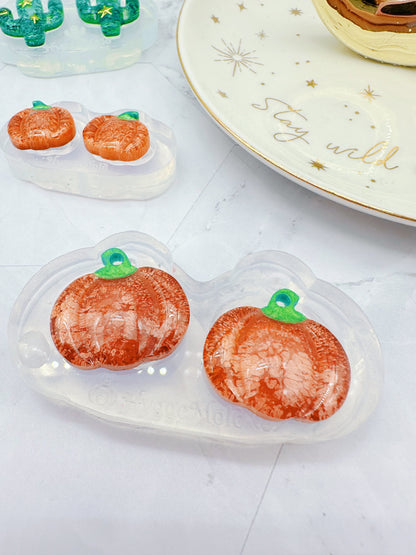 Small Predomed Pumpkin Dangly Charm Earring Mold for Hoops and Hooks