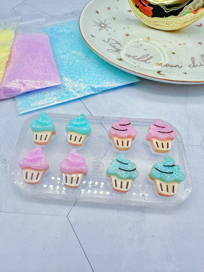 Mini Cupcake Predomed & Engraved Stud Earring Croc Shoe Charm Jibbitz Silicone Mold