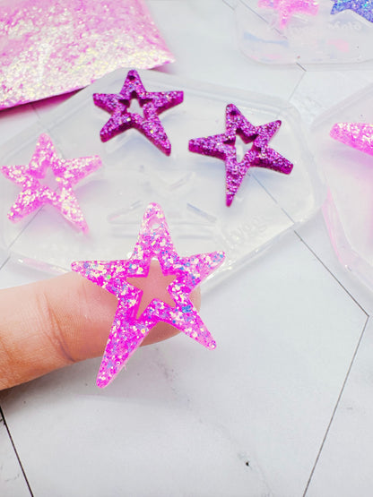 Large/Small Wonky Star Open Star Silicone Mold for Resin Earrings Celestial