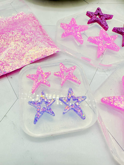 Large/Small Wonky Star Open Star Silicone Mold for Resin Earrings Celestial