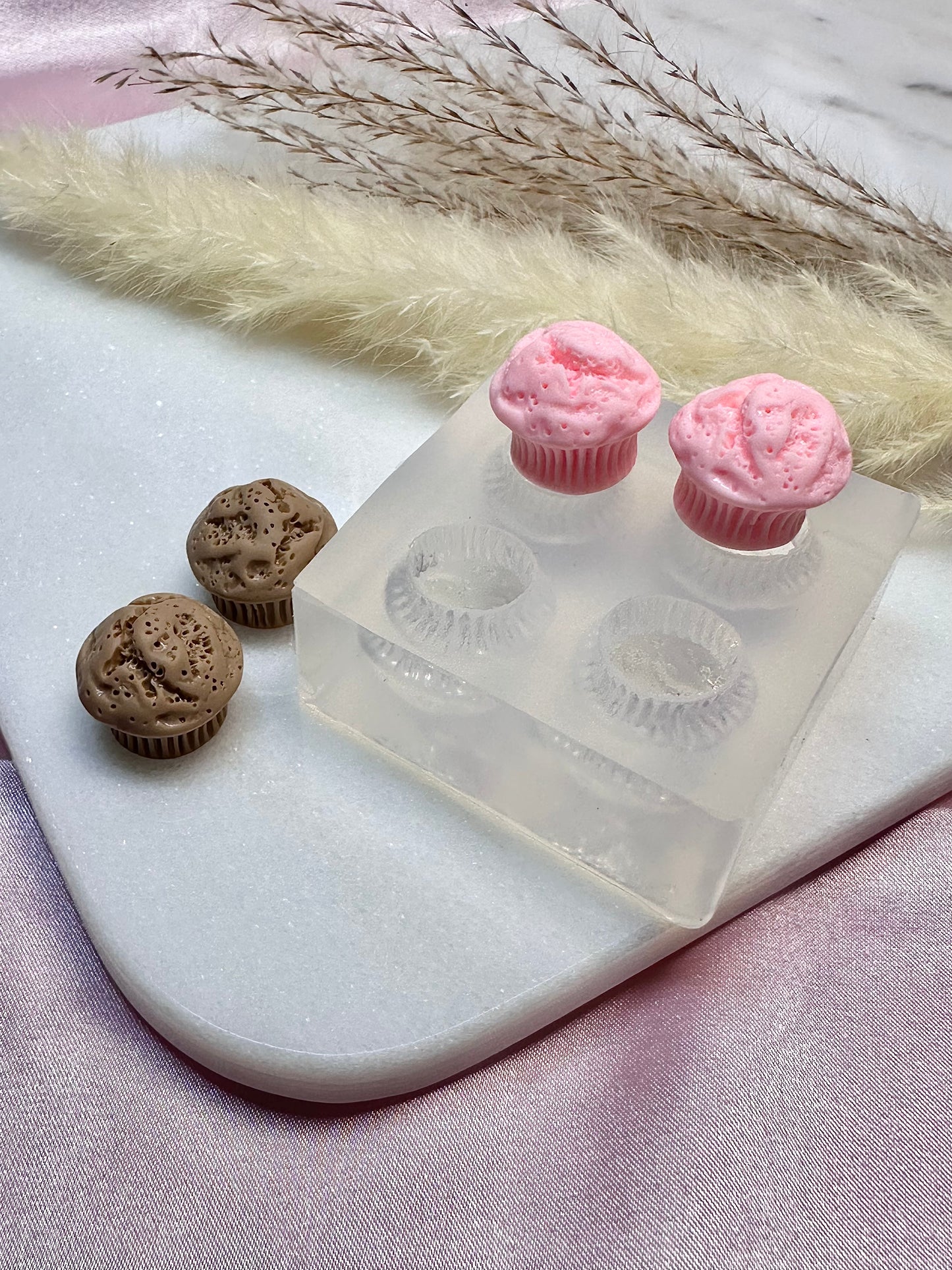 Clear Silicone Mold for Polymer Clay Resin medium Baked Muffin Earring Mold
