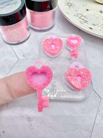 Small Love Lock and Key Earring Mold