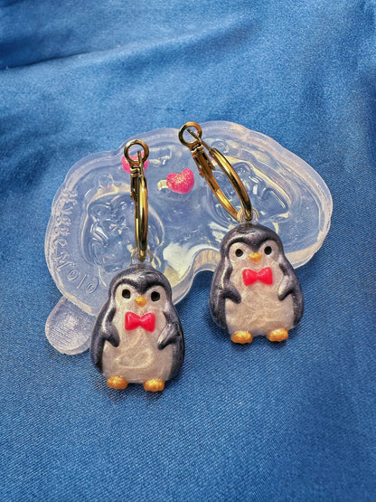 Small Predomed Christmas Penguin Dangle Earring Mold