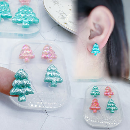 Mini Cute Plump Christmas Tree Stud Earring Mold