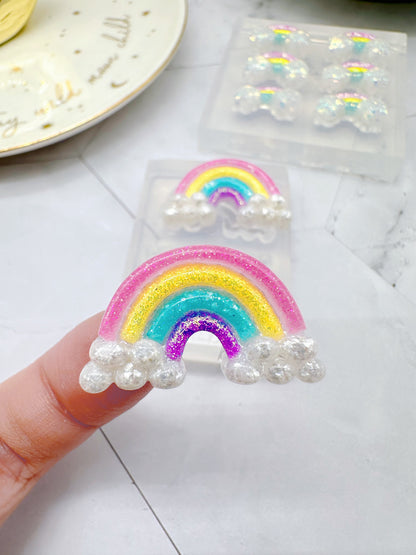 Small 3D Rainbow and Cloud Brooch Dangle Earring Mold