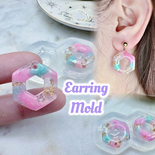 Small Predomed Open Hexagon Dangle Earring Mold