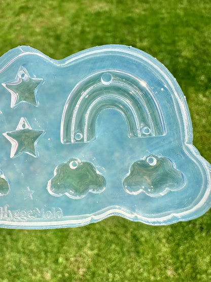Predomed Rainbow Cloud Star Dangle Earring Mold for Hoop Charms
