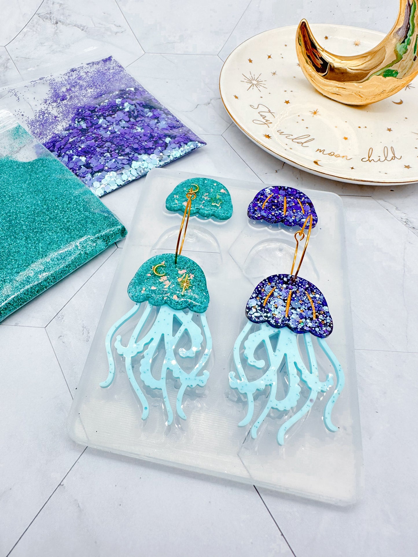2023 Layered Jellyfish Ocean themed Dangle Earring Mold