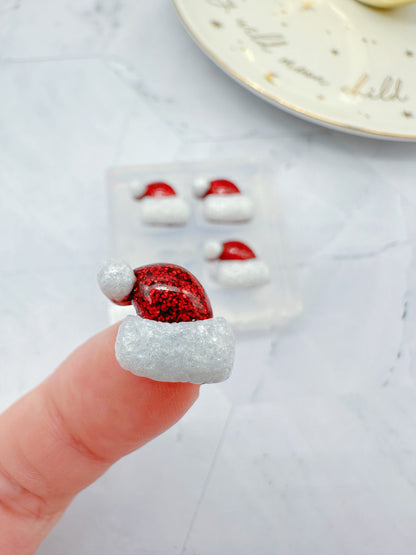 Mini 3D Textured Santa Hat Stud Earring Mold