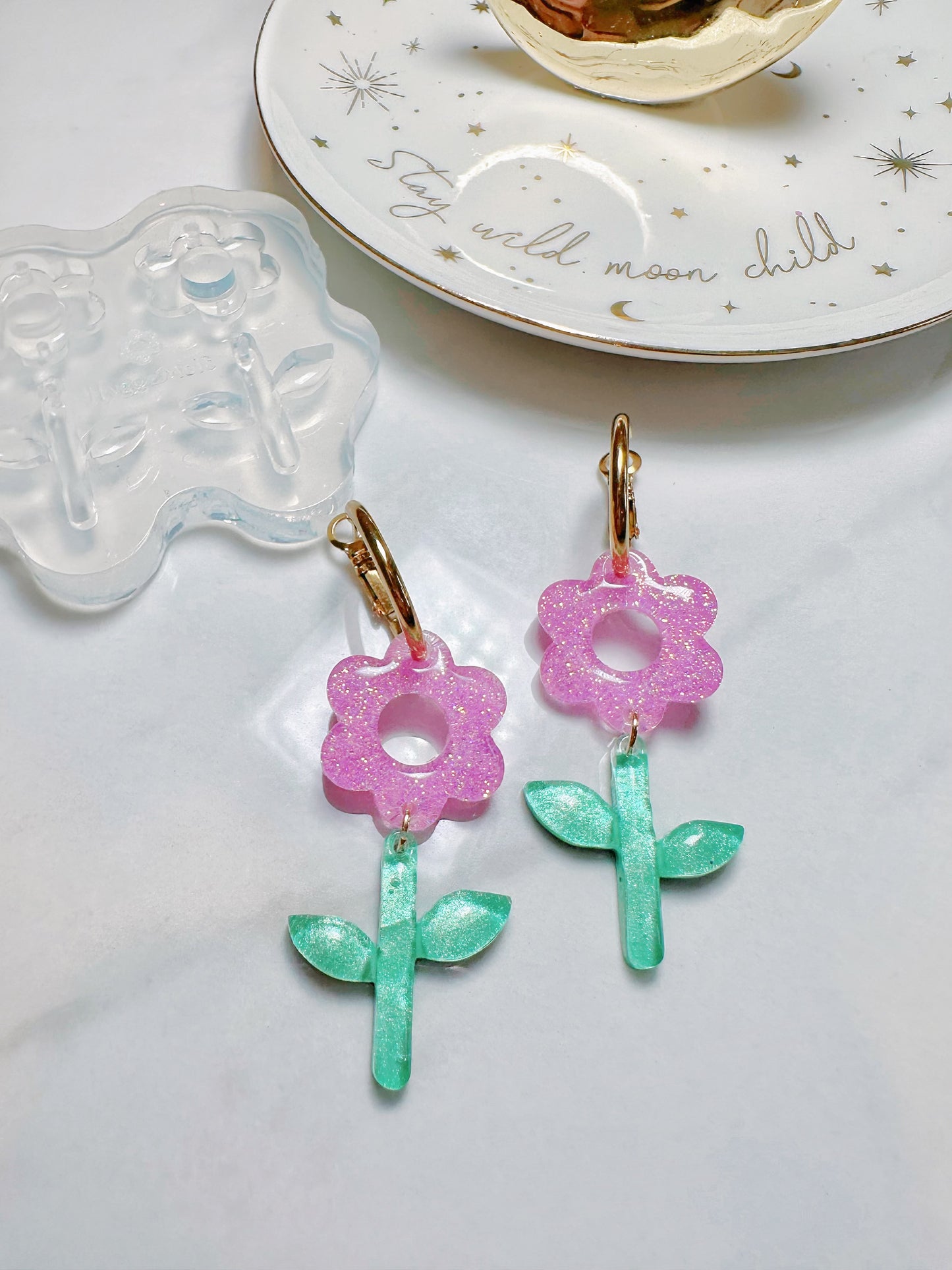 Predomed Nordic Folk Art Flower Dangle Earring Mold