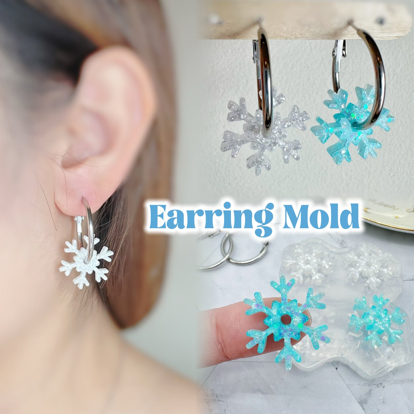 Snowflake Spinner Hoop Earring Mold Winter Christmas