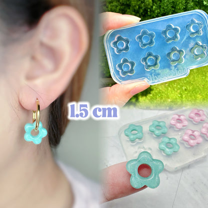 1.5cm Mini Predomed Mary Quant Open Flower Stud Earring Hoop Charm Value Mold