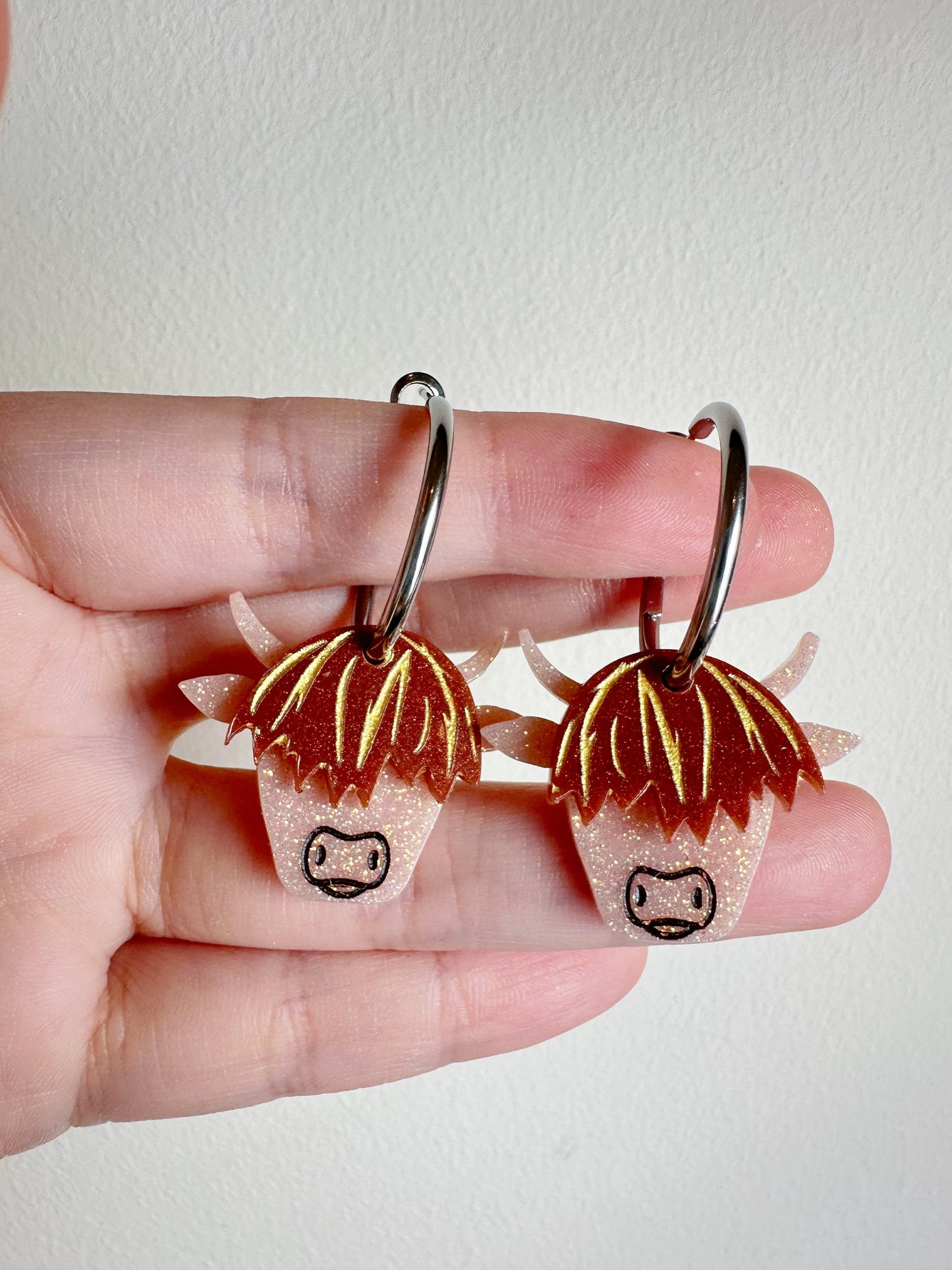 Highland Cow Dangly Charm Earring Mold for Hoops and Hooks