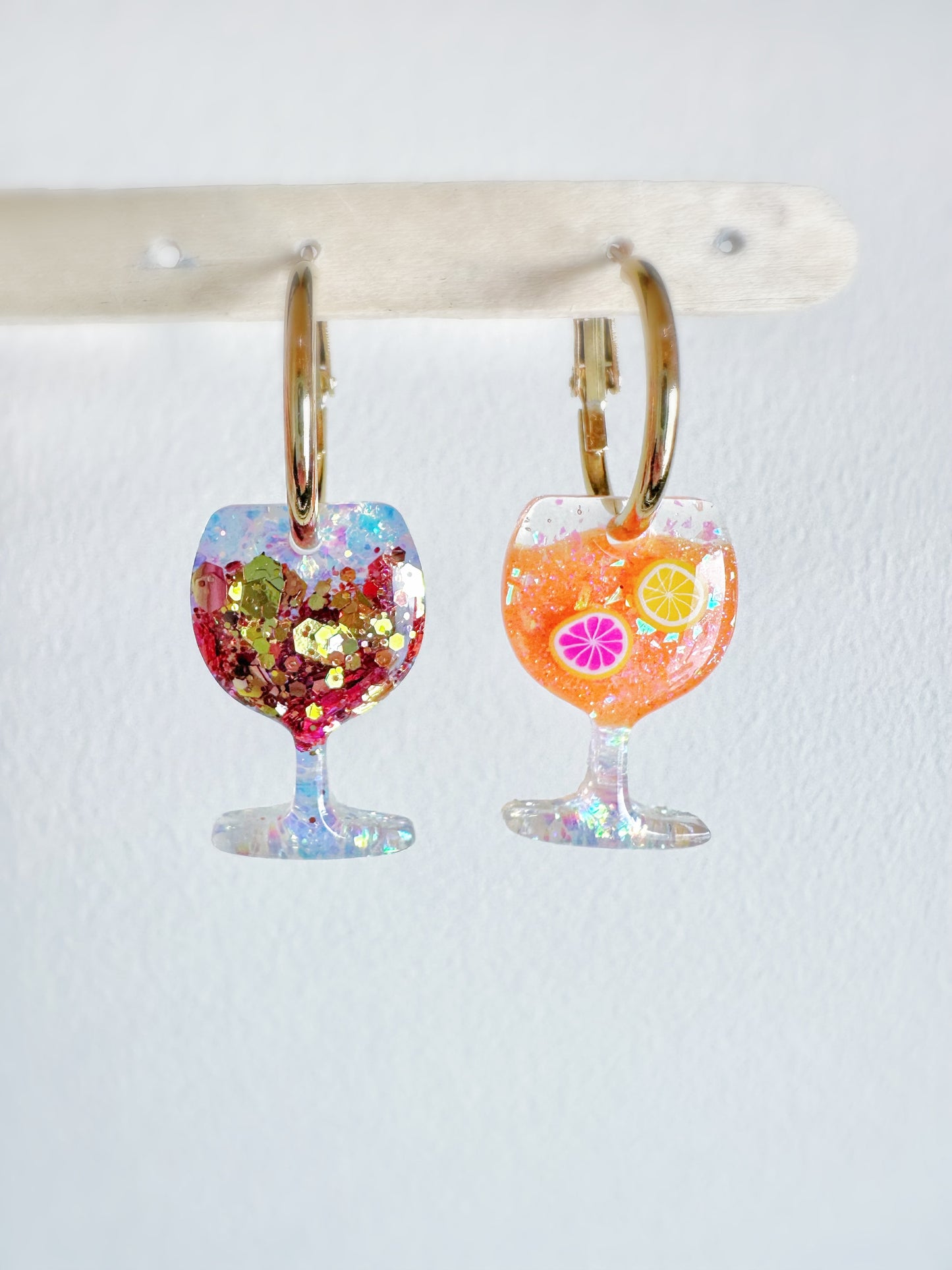 Mini Predomed Wine Glass Dangly Charm Mold for Hoop Earrings and Dangle Earrings