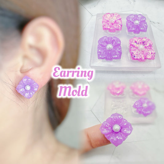 Moroccan-inspired Diamond Shape Flower Stud Earring Mold