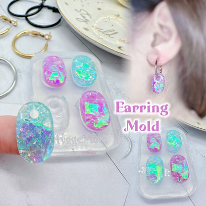 Pre domed Oblong Shape Hoop Charm Dangle Earring Mold