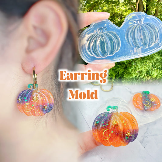 3 cm Predomed Pumpkin Dangly Charm Earring Mold