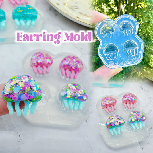 Mini Predomed Moon Jellies Jellyfish Stud Earring Mold