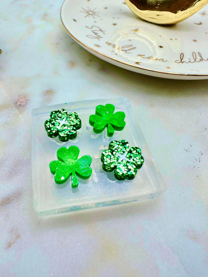 1.3 cm Mini Lucky Clover Shamrock Leaf Duo Stud Earring Mold