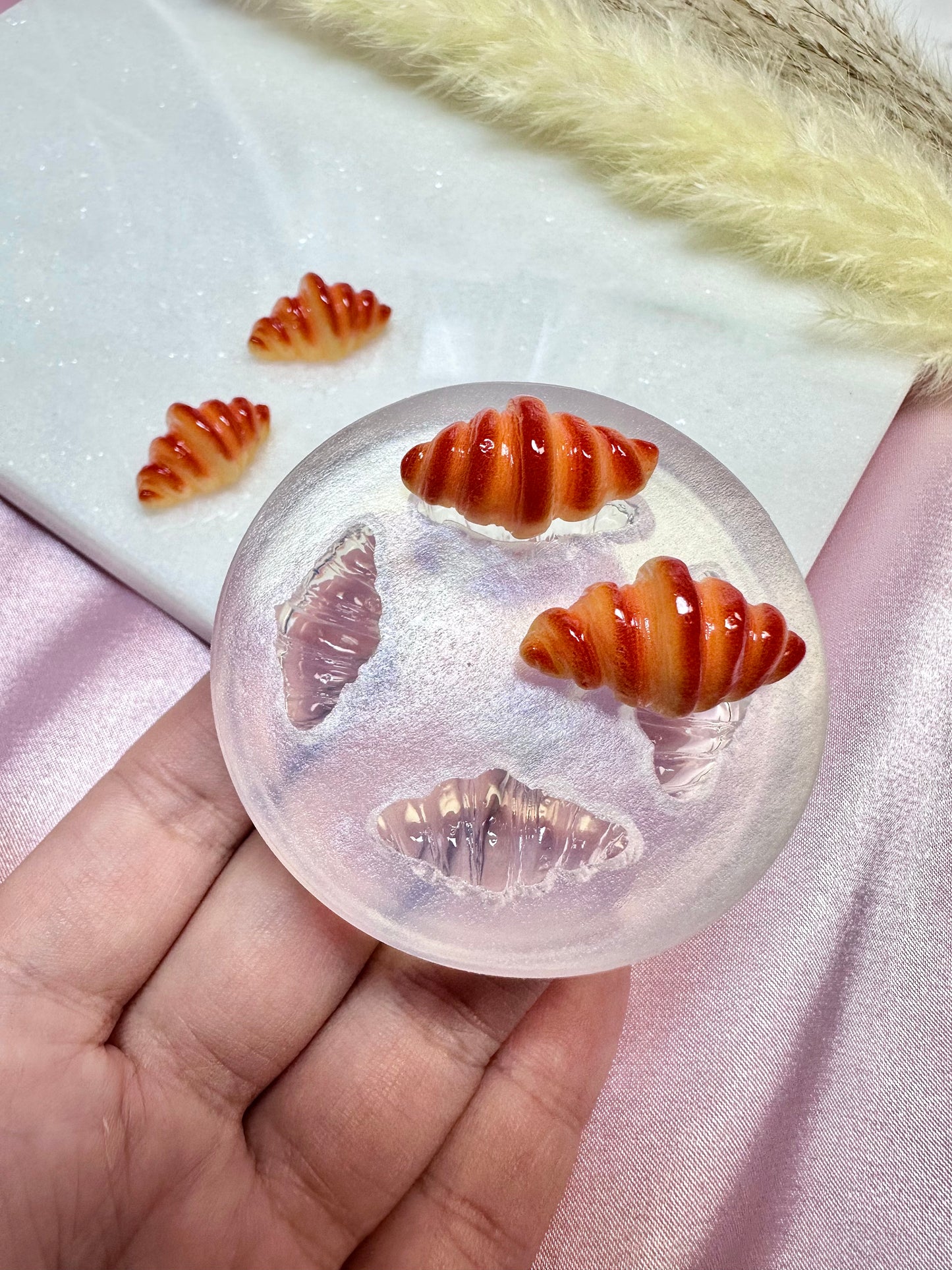 Clear Silicone Mold for Polymer Clay Resin Croissant Bread Earring Mold