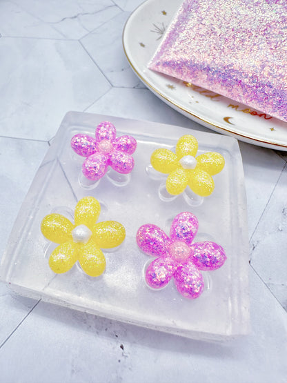 Small 3D Flower Clear Silicone Mold for Resin Jewellery Stud earring Mold