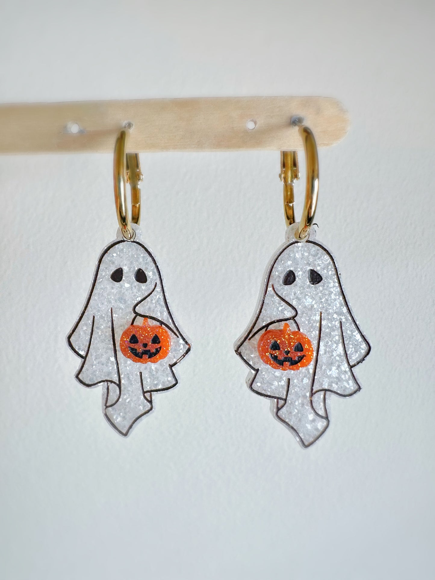 Ghost with Pumpkin Lantern Dangle Earring Mold