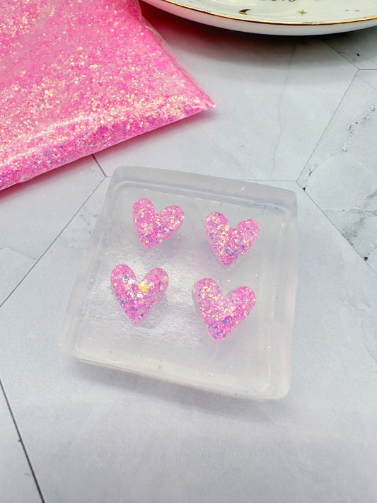 Dainty Mini Faceted Heart Stud Earring Cabochon Mold