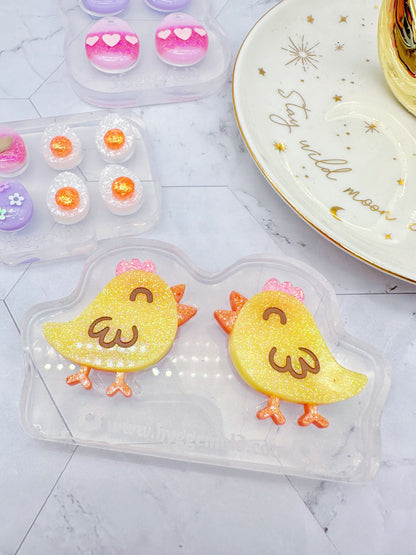 Layered Happy Chick Clear Silicone Mold for Resin Jewellery Brooch Earrings Keychain Earring Mold