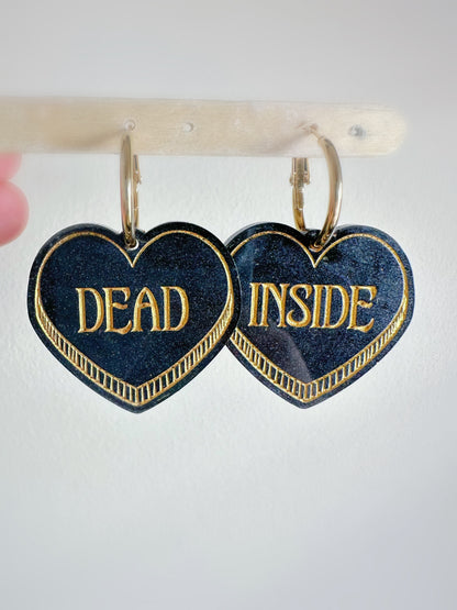 Large Dead Inside Heart Dangle Earring Mold for Hoops