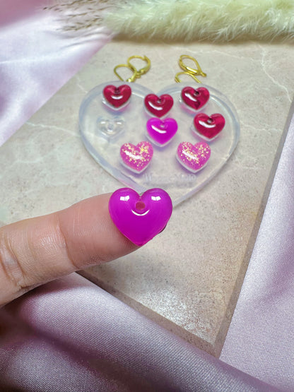 Tiny 1.2 cm Predomed Heart Dangle Earring Bracelet Necklace Charm Mold