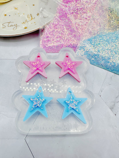 3cm Layered Wonky Star Silicone Mold for Resin Earrings Celestial