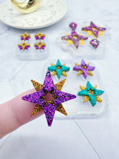 Layered Polaris Star Hoop Charm Earring Mold