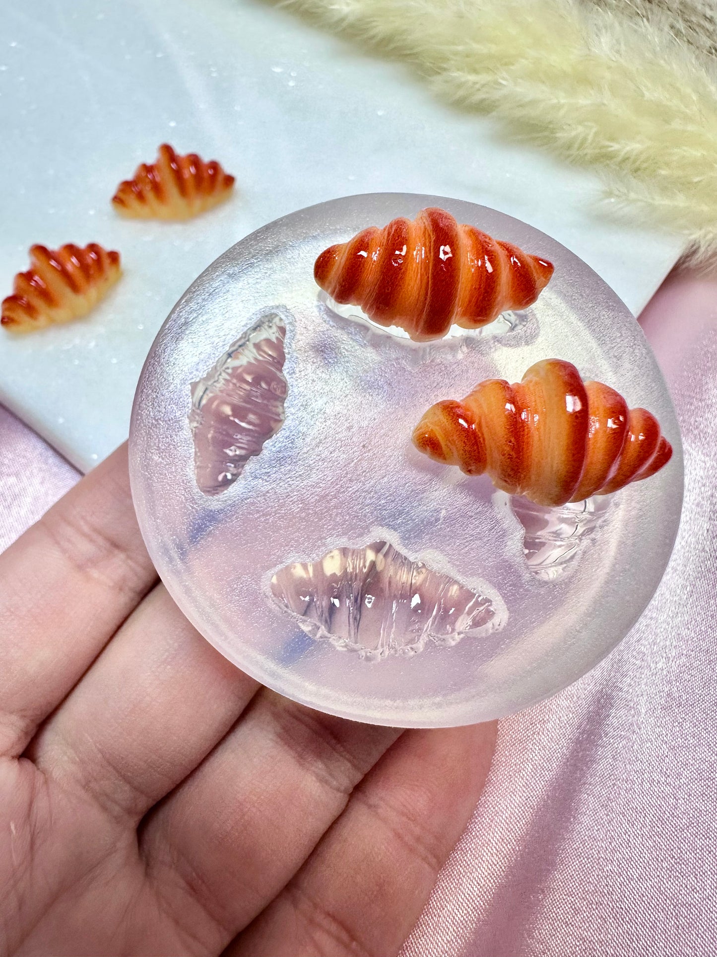 Clear Silicone Mold for Polymer Clay Resin Croissant Bread Earring Mold