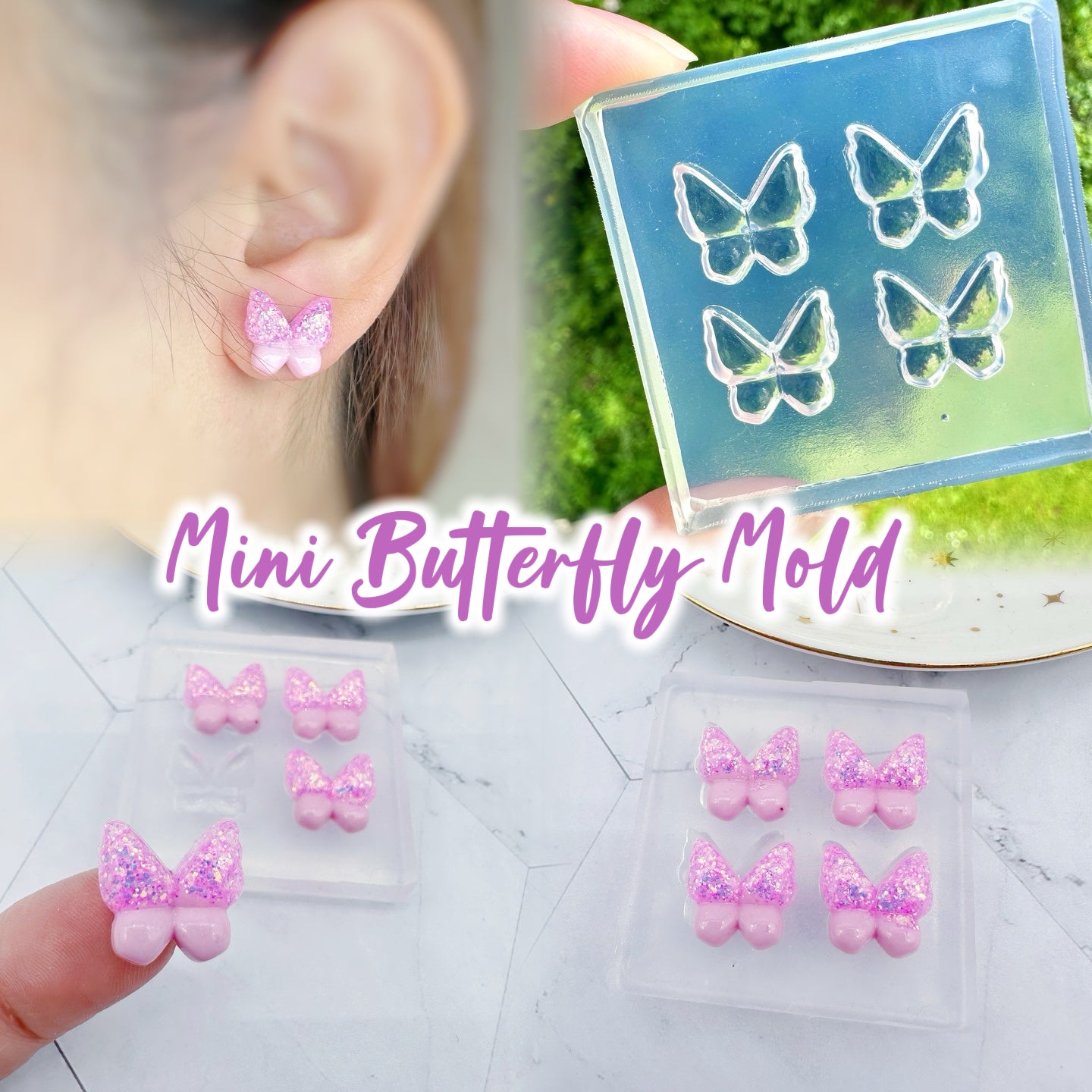 2024 new size 1.5 cm 3D butterfly Stud Earring Mold