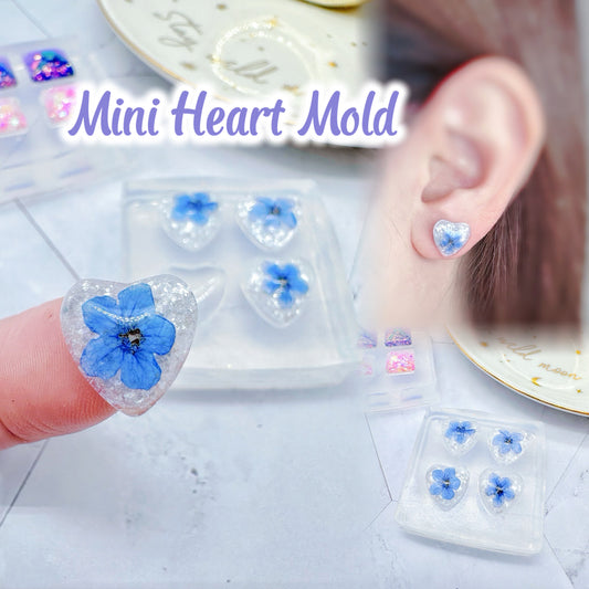 Mini 1.2 cm Domed Glossy Heart stud earring mold