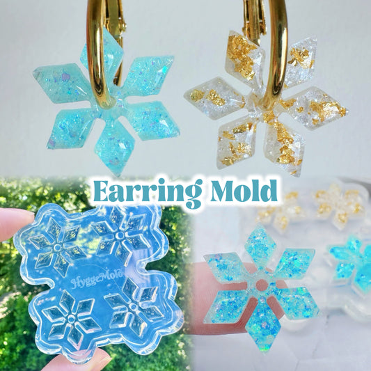 2.4 cm Predomed Snowflake Spinner Hoop Earring Mold Christmas Winter