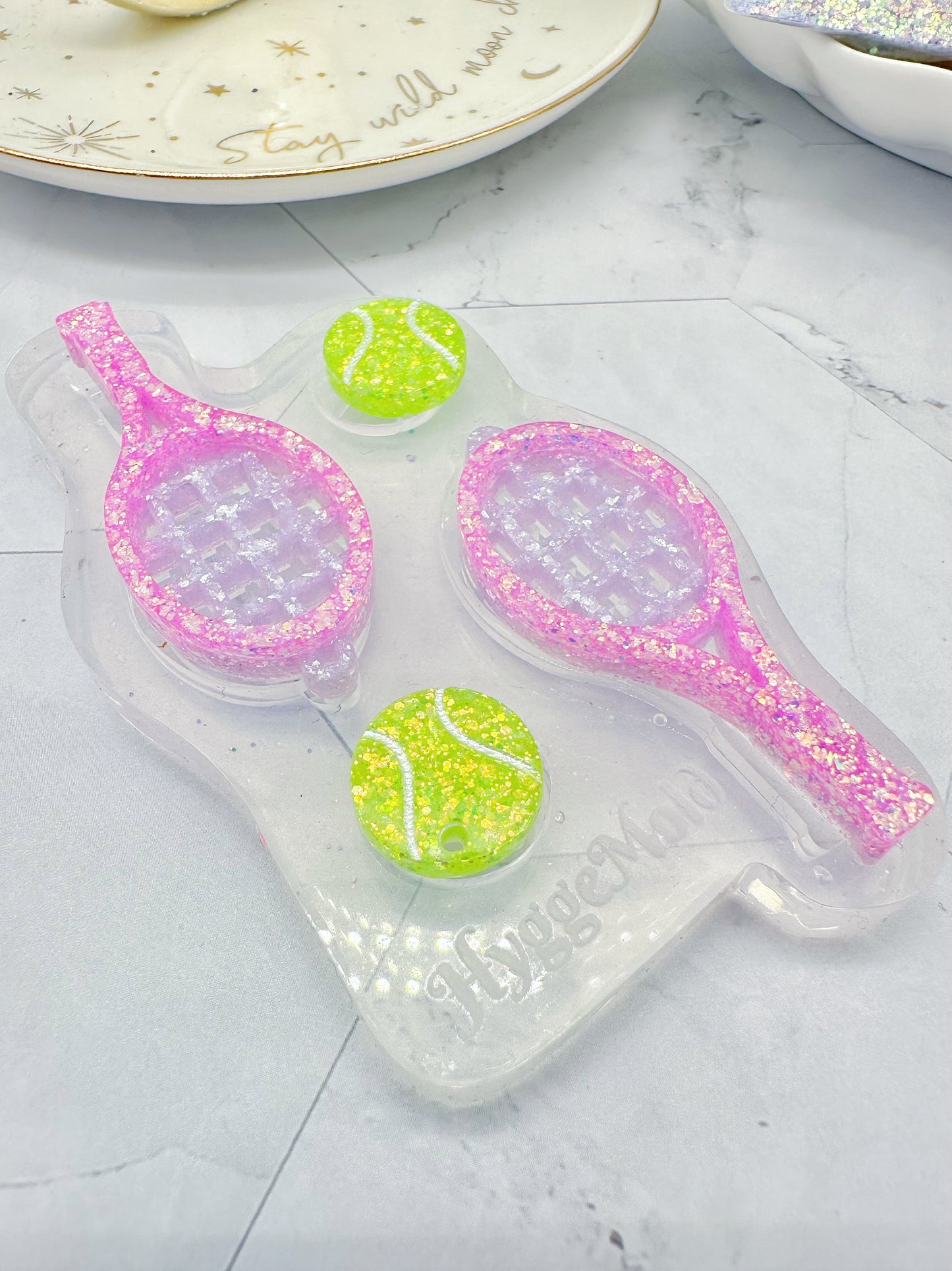 Tennis Ball and Racket Earring Mold Silicone Mold for Resin Earrings
