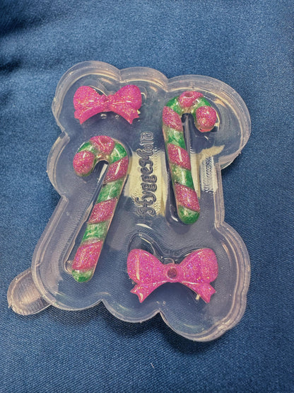 Small Layered Christmas Candy Cane Dangle Earring Mold