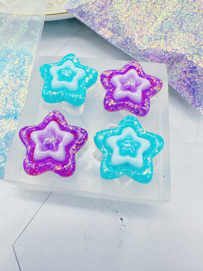 3D Triple Layer Puffy Star Stud Earrings Mold