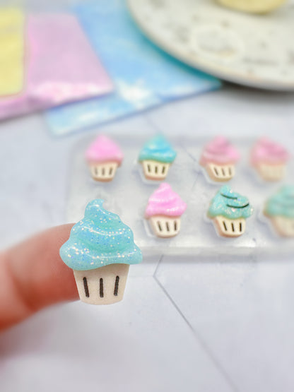 Mini Cupcake Predomed & Engraved Stud Earring Croc Shoe Charm Jibbitz Silicone Mold