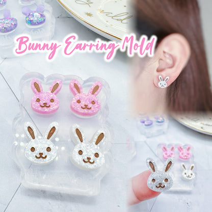 Mini Bunny Face Stud Earring Mold Easter Clear Silicone Mold for resin jewellery